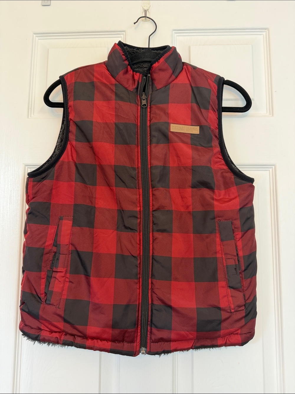 Buffalo David Bitton Red and Black Buffalo Plaid Reversible KIDS Vest